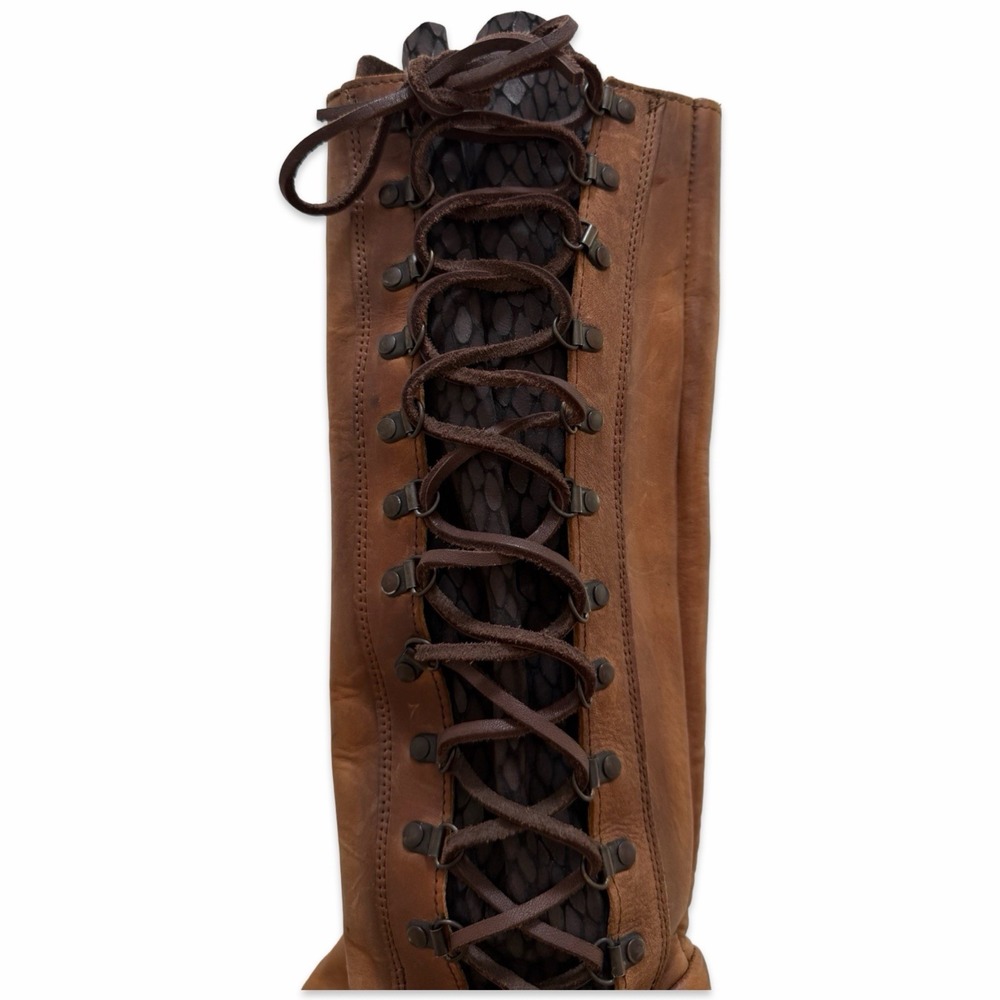 Freebird Wyatt Leather Lace Up Knee Tall Boot Women US 10 Cognac Brown Steampunk - Picture 5 of 16